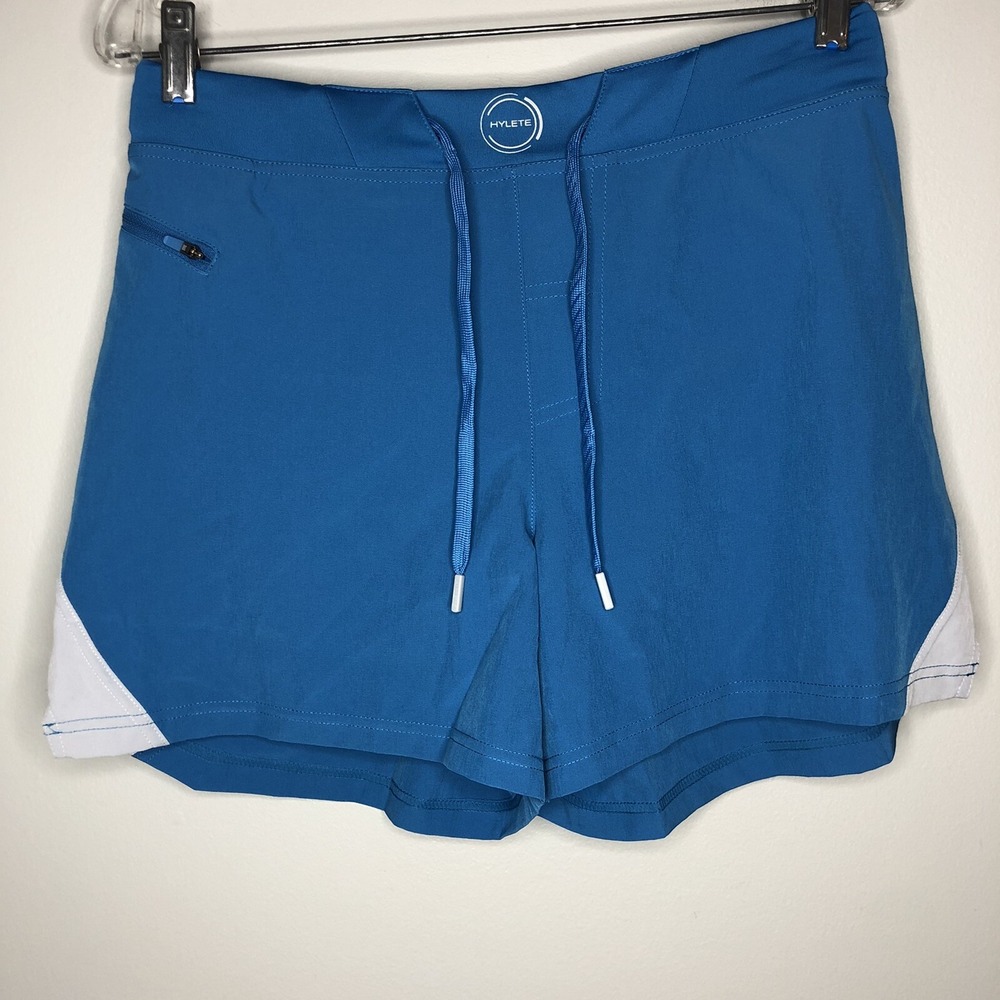 Hylete Women's Small Blue High Cut Lined Athletic Pull On Jogging Yoga Shorts